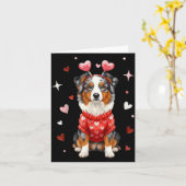 Cute Australian Shepherd Valentine Heart Valentine カード (黄色い花)