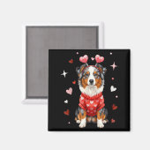 Cute Australian Shepherd Valentine Heart Valentine マグネット (正面/裏面)