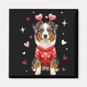 Cute Australian Shepherd Valentine Heart Valentine マグネット (正面)