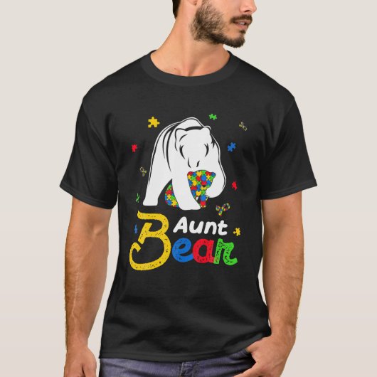 Cute Autism Awareness Aunt Bear Family Autistic Tシャツ (正面)