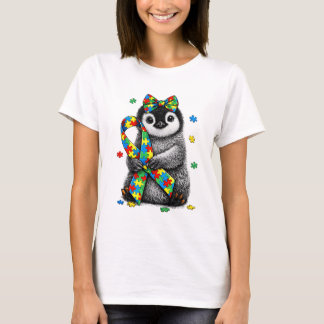 Cute Autism Awareness Penguin Puzzle Ribbon April  Tシャツ