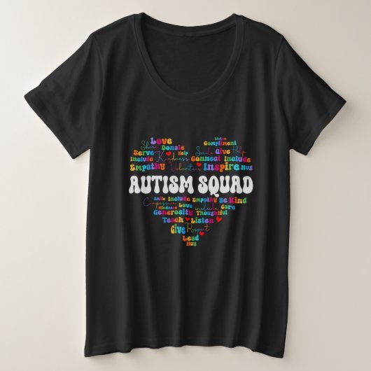 Cute Autism Squad Appreciation Week back to school プラスサイズTシャツ (デザイン正面)