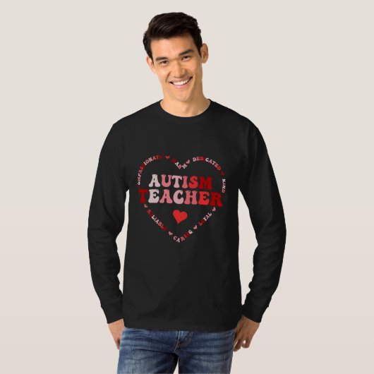 Cute Autism Teacher Valentines Day Heart Tシャツ (正面フル)