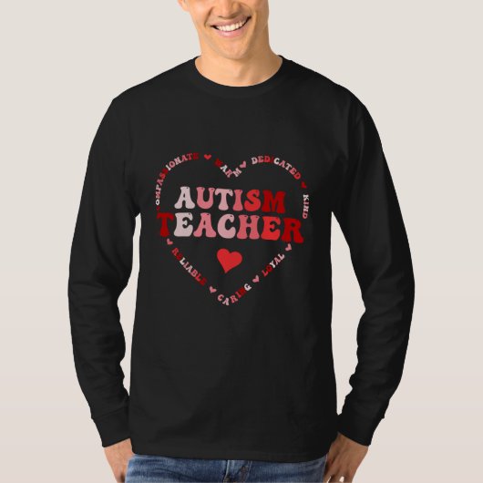 Cute Autism Teacher Valentines Day Heart Tシャツ (正面)