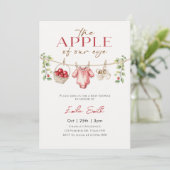 Cute Autumn  Apple Baby Clothesline Baby shower 招待状 (スタンド正面)