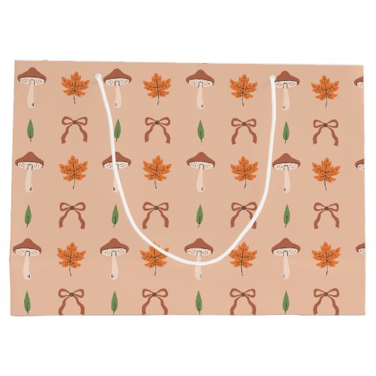 Cute Autumn Bow Pattern ラージペーパーバッグ (裏面)