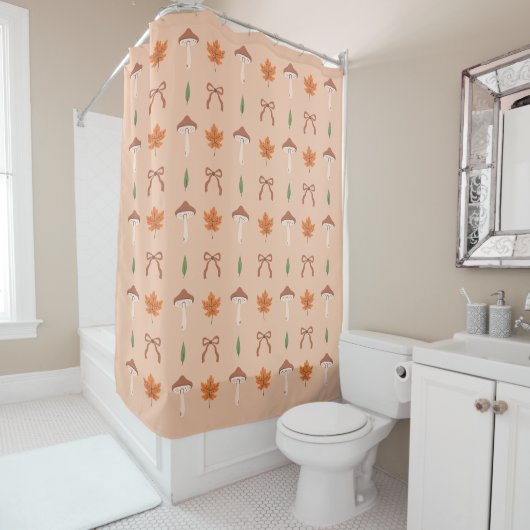 Cute Autumn Bow Pattern Shower Curtain シャワーカーテン (インサイチュ)