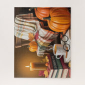 Cute Autumn Cozy Reading Scene ジグソーパズル (縦)