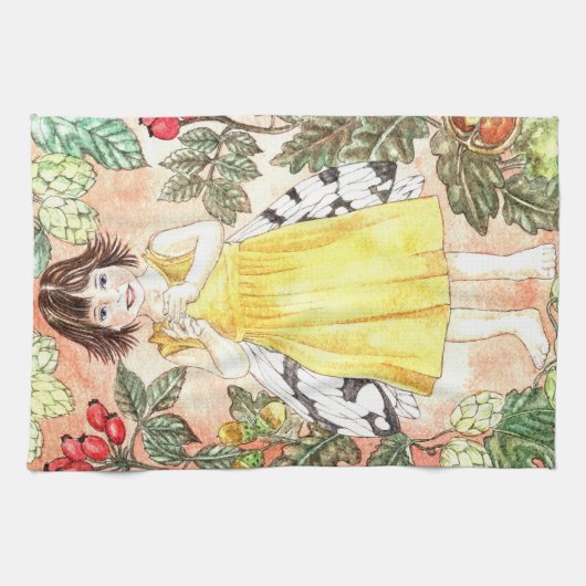 Cute Autumn Fairy Kitchen Towel キッチンタオル (横)