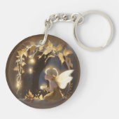 Cute Autumn Fairy with Glowing Flowers キーホルダー (裏面)