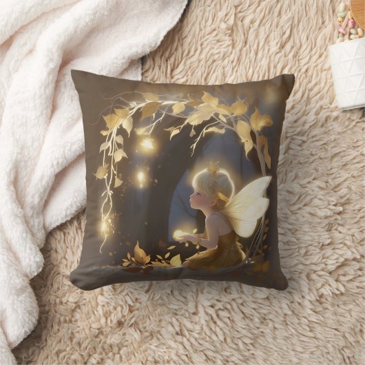 Cute Autumn Fairy with Glowing Flowers クッション (ブランケット)