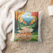 Cute Autumn Forest Animals Cozy Landscape Art Post クッション (ブランケット)