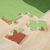 Cute Autumn Forest Animals Cozy Landscape Art Post ジグソーパズル (側面)