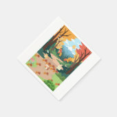 Cute Autumn Forest Animals Cozy Landscape Art Post スタンダードカクテルナプキン (角)
