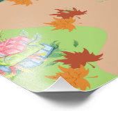 Cute Autumn Forest Animals Cozy Landscape Art Post フォトプリント (角)