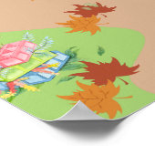 Cute Autumn Forest Animals Cozy Landscape Art Post ポスター (角)