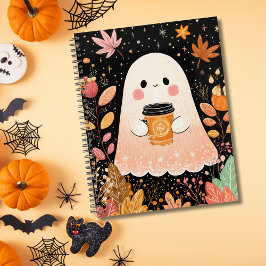 Cute Autumn Ghost with Pumpkin Coffee – Cozy Fall プランナー手帳