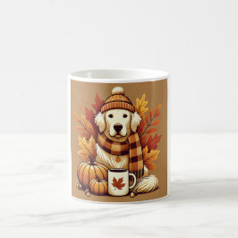 Cute Autumn Golden Retriever mug コーヒーマグカップ