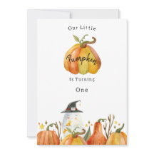 Cute Autumn Halloween Pumpkin Birthday Invitation