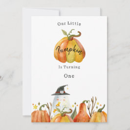 Cute Autumn Halloween Pumpkin Birthday Invitation 招待状