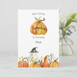 Cute Autumn Halloween Pumpkin Birthday Invitation 招待状