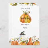 Cute Autumn Halloween Pumpkin Birthday Invitation 招待状 (正面/裏面)