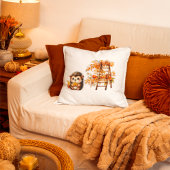 Cute Autumn Hedgehog with Harvest Ladder Illustrat クッション