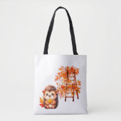 Cute Autumn Hedgehog with Harvest Ladder Illustrat トートバッグ (正面)