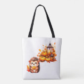 Cute Autumn Hedgehog with Harvest Ladder Illustrat トートバッグ (裏面)