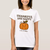 Cute Autumn Pumpkin Doodle “Thankful & Happy”  Tシャツ (正面)