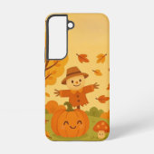 Cute autumn scene with pumpkin and squirrel samsung galaxyケース (裏面)