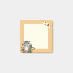 Cute Autumn Time Raccoon 3" x 3" Post-it®ノート ポストイット