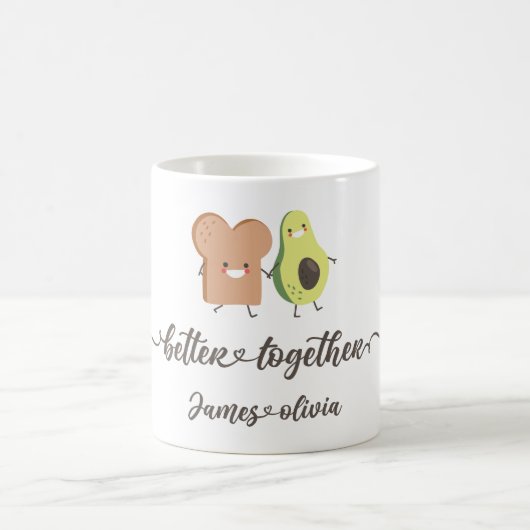 Cute Avocado and Toast Better Together Design コーヒーマグカップ (中央)