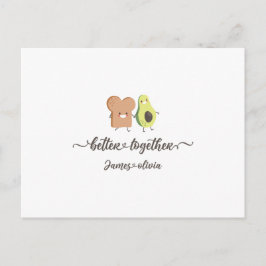 Cute Avocado and Toast Better Together Personalize ポストカード