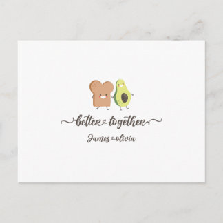 Cute Avocado and Toast Better Together Personalize ポストカード
