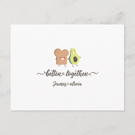Cute Avocado and Toast Better Together Personalize ポストカード (正面)