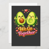 Cute Avocado Couple “We Go Together” – Fun Food 招待状 (正面/裏面)