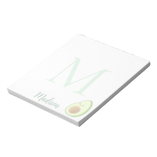 Cute Avocado Custom Name Initial  ノートパッド (回転)