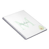 Cute Avocado Custom Name Initial  ノートブック (右側)