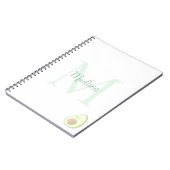 Cute Avocado Custom Name Initial  ノートブック (左側)