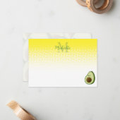 Cute Avocado Drawing Personalized Monogram ノートカード (正面/裏面インサイチュ)