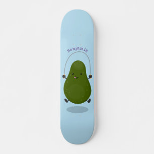 Cute avocado jump rope cartoon illustration スケートボード