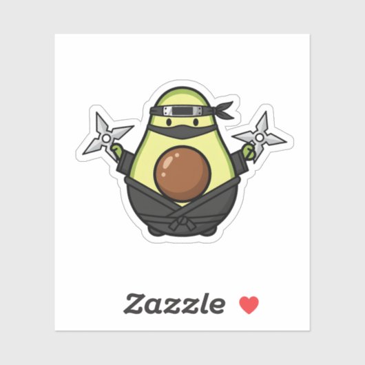Cute Avocado Ninja Shuriken Warrior Illustration シール (シート)