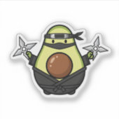 Cute Avocado Ninja Shuriken Warrior Illustration シール (正面)