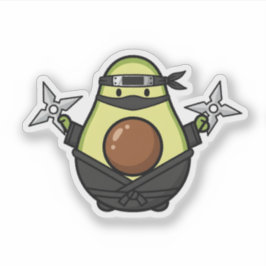 Cute Avocado Ninja Shuriken Warrior Illustration シール