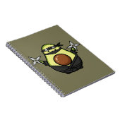 Cute Avocado Ninja Shuriken Warrior Illustration ノートブック (右側)