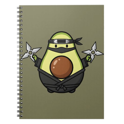 Cute Avocado Ninja Shuriken Warrior Illustration ノートブック (正面)