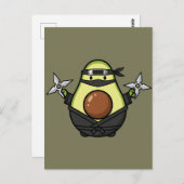 Cute Avocado Ninja Shuriken Warrior Illustration ポストカード (正面/裏面)