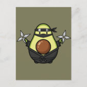 Cute Avocado Ninja Shuriken Warrior Illustration ポストカード (正面)