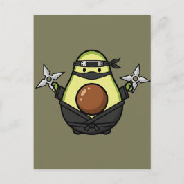 Cute Avocado Ninja Shuriken Warrior Illustration ポストカード